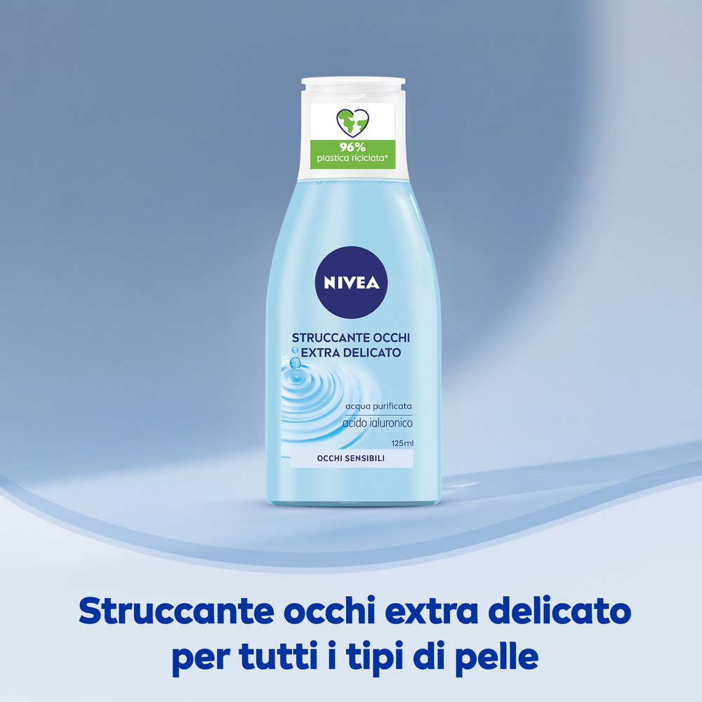 Nivea Struccante Occhi Delicato 125 ml, Struccante con Acqua Purificata per occhi sensibili
