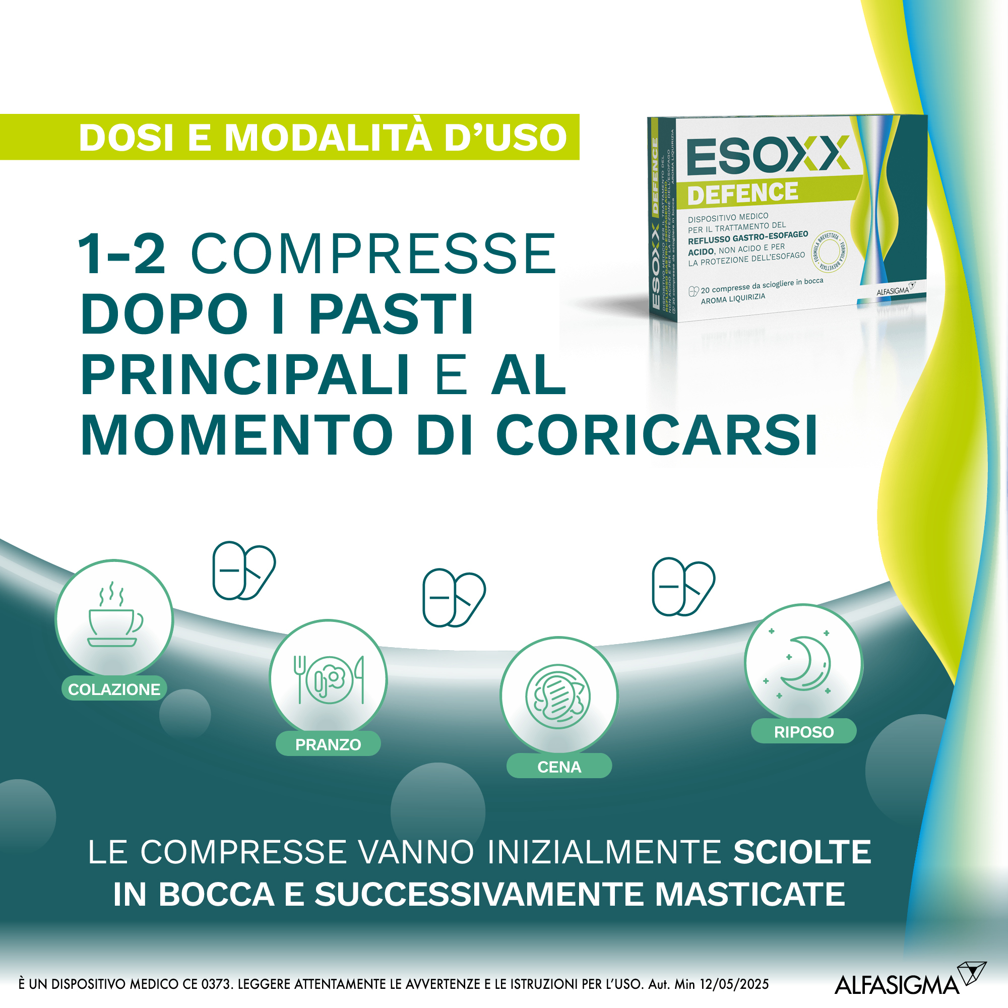 Esoxx Defence - dispositivo medico per sintomi da reflusso gastro esofageo, utile in caso di bruciore di stomaco -  20 compresse masticabili