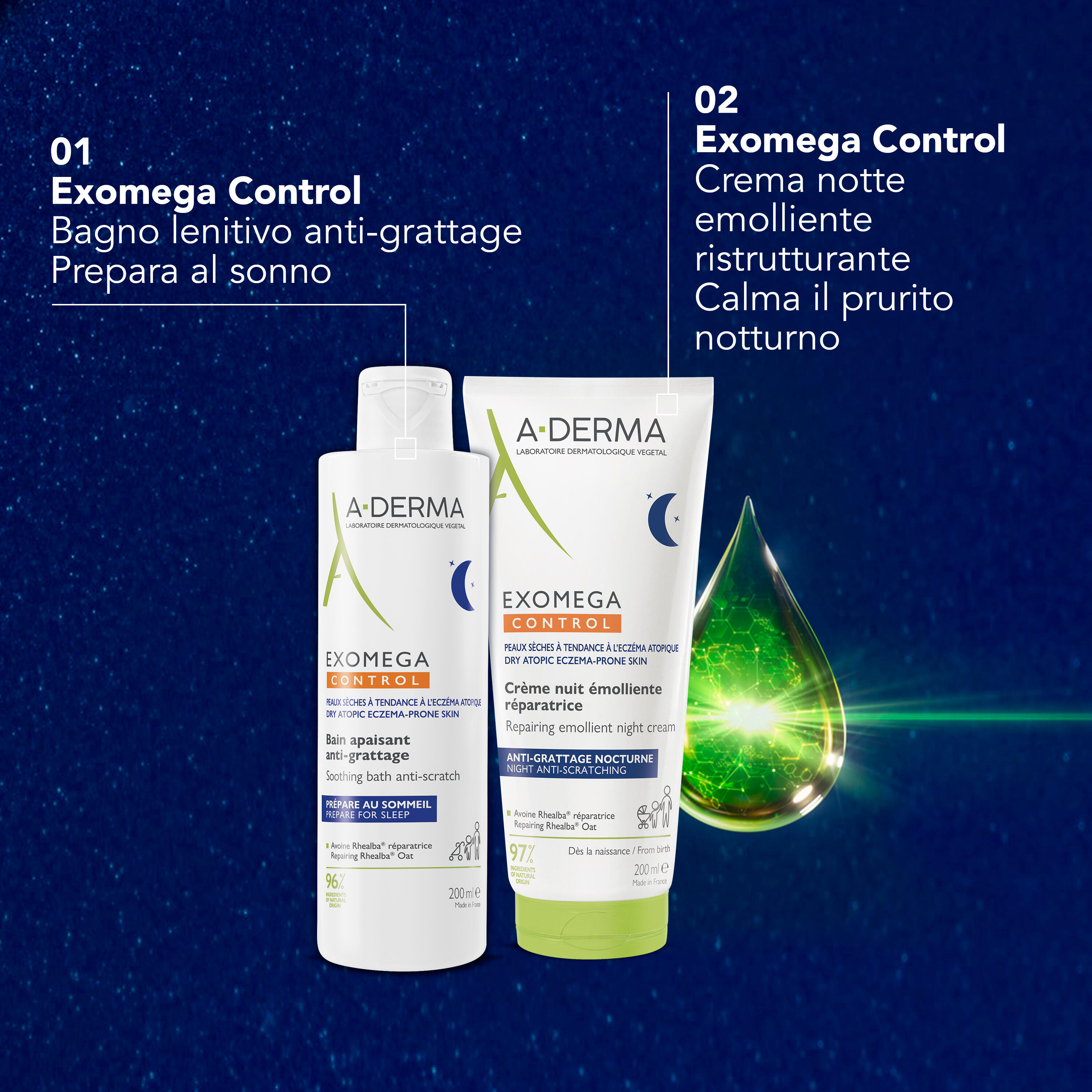 A-Derma Exomega Control - Crema Notte Emolliente Ristrutturante 400 ml