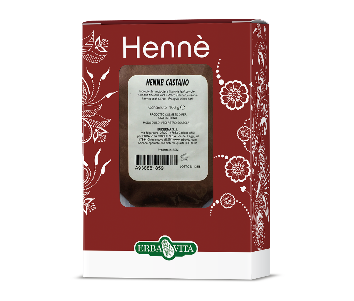 Erba Vita Hennè Color Cap Castano Tintura Per Capelli 100 g