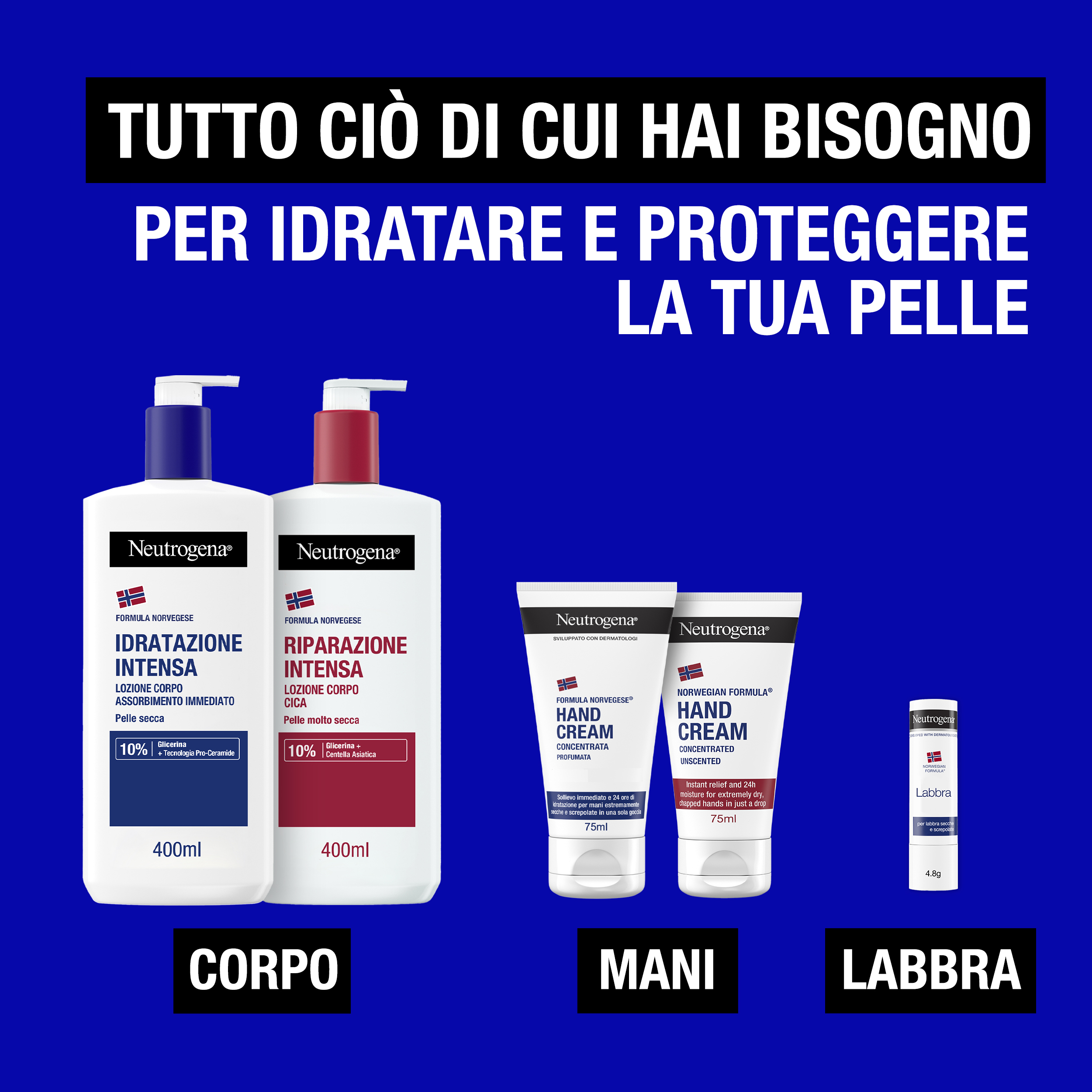 Neutrogena Formula Norvegese Balsamo Labbra Stick 4.8 g, Burrocacao per labbra secche e screpolate