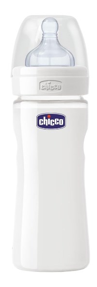 Chicco Biberon Benessere Vetro Senza Decorazioni Con Tettarella In Silicone +0m 240 ml
