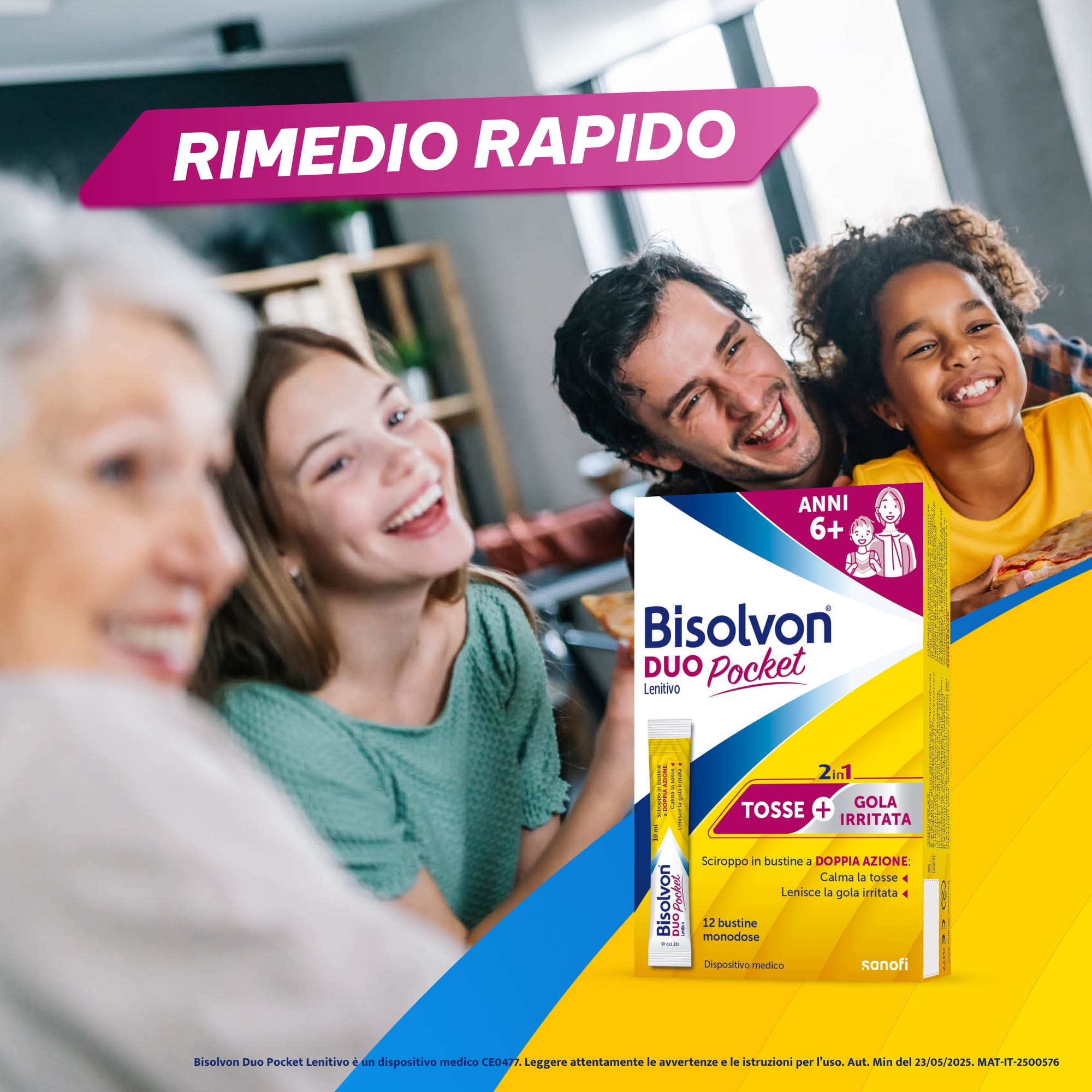 Bisolvon Duo Pocket Lenitivo Sciroppo in Bustina Contro Tosse e Gola Irritata, per Adulti e Bambini (12 Bustine Monodose)