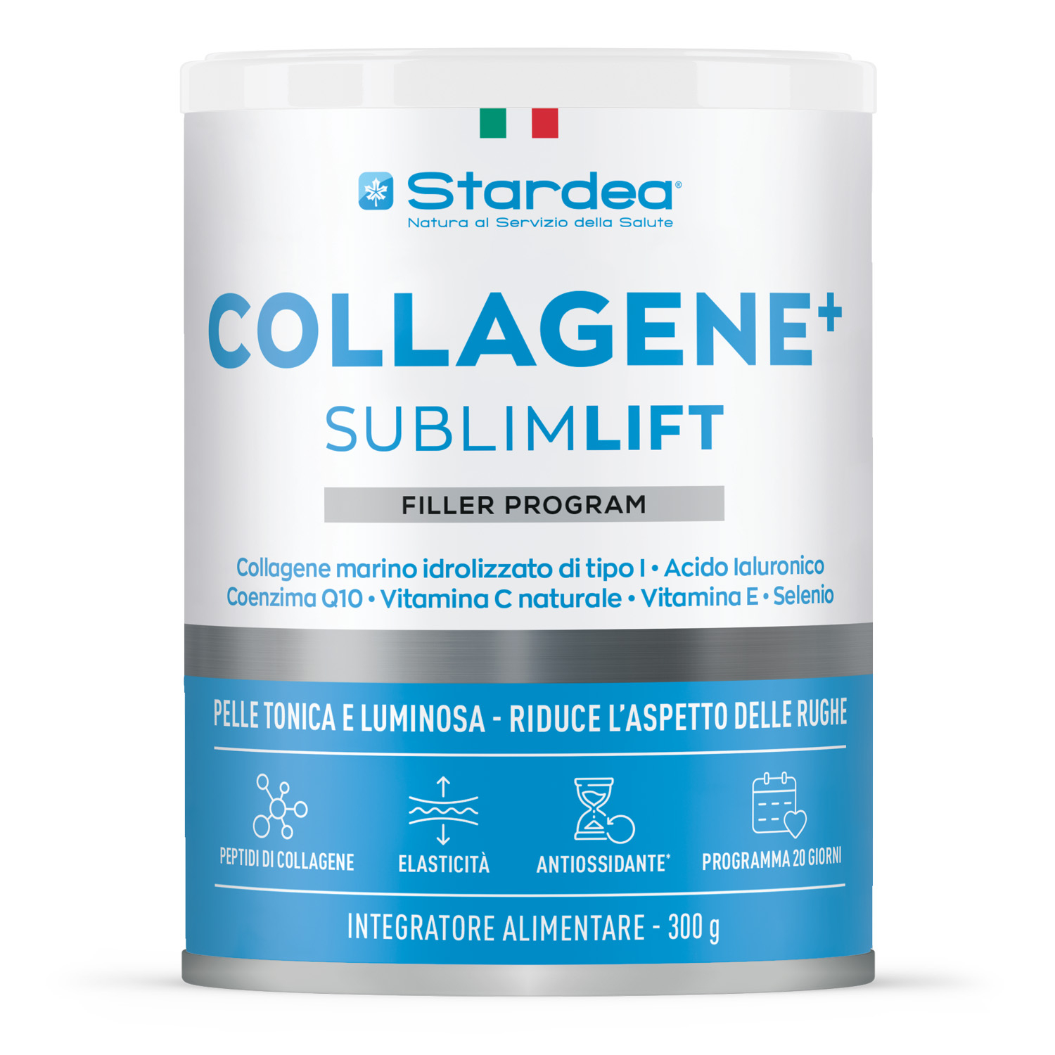 STARDEA COLLAGENE + SUBLIMLIFT POLVERE - Integratore in polvere a base di collagene marino di tipo 1 per la Bellezza della pelle - POLVERE 300 GR