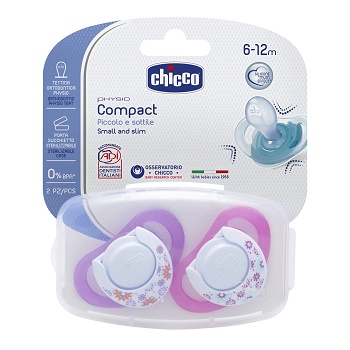Chicco Succhietto Physio Compact in Silicone Girl 6-12m 2 Pezzi