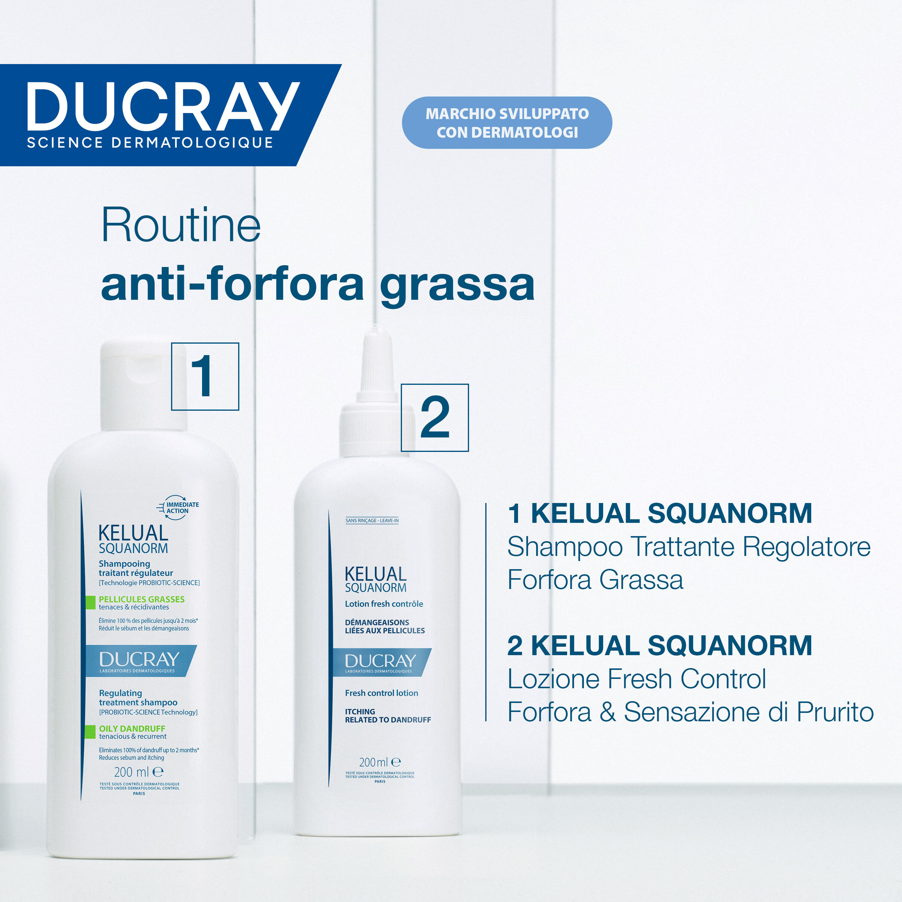 Ducray Shampoo Trattante Regolatore - Forfora Grassa KELUAL SQUANORM 200 ml