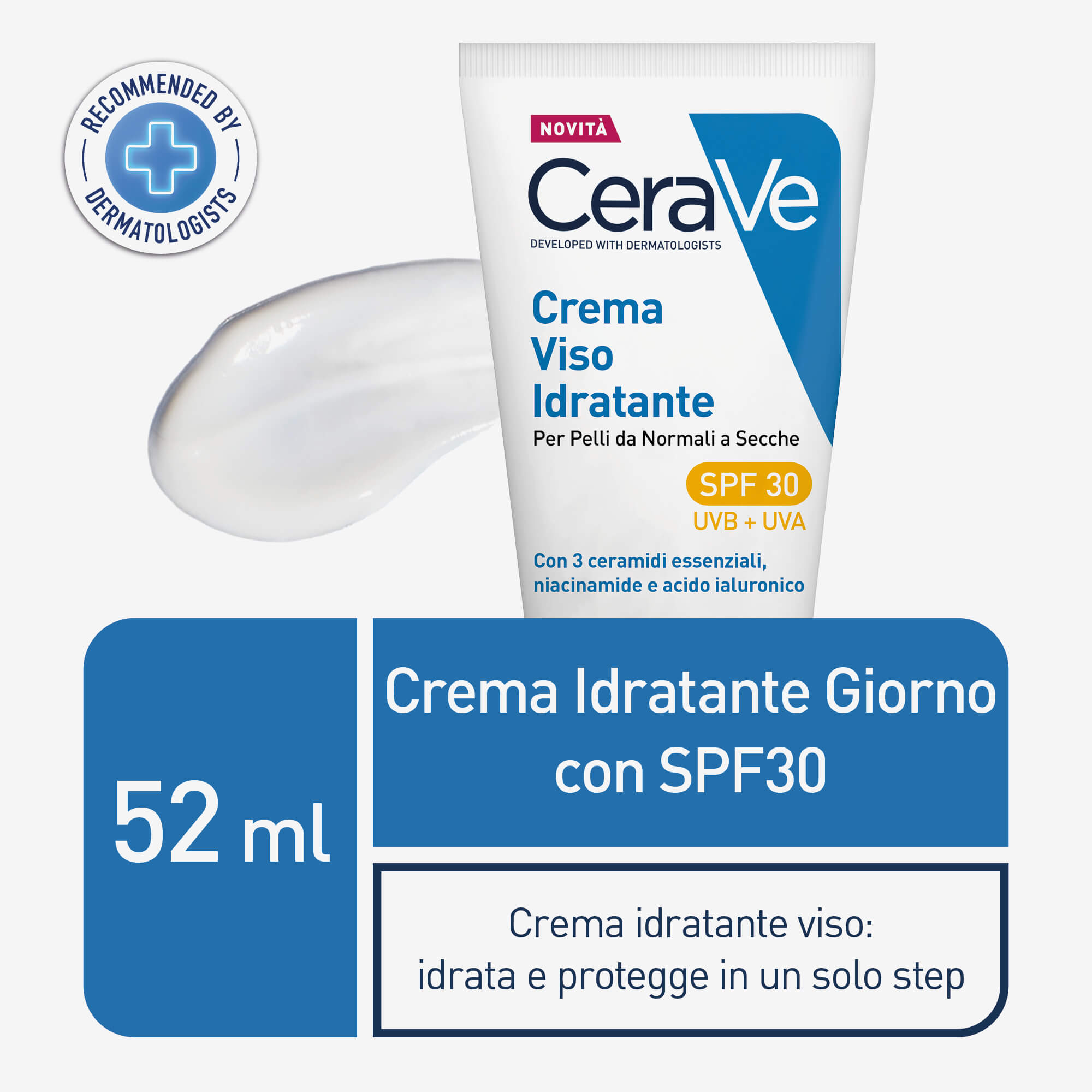 CeraVe Crema Viso Idratante SPF30 24 ore con acido ialuronico 52 ml