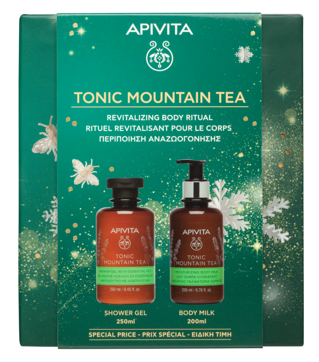  Apivita Tonic Mountain Tea Cofanetto Regalo -  Bagnoschiuma 250 ml + Crema Corpo 200 ml