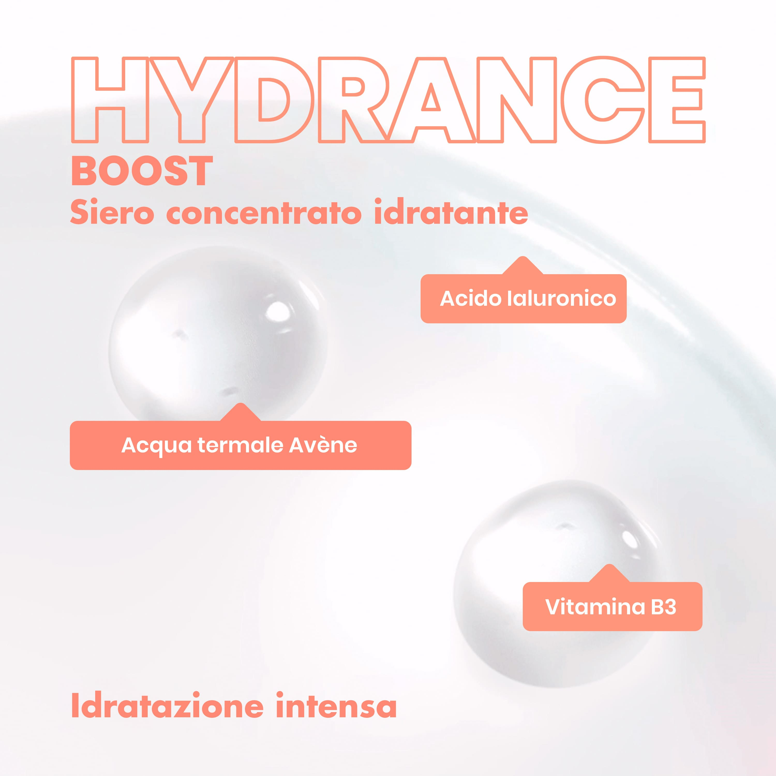 Eau Thermale Avène Hydrance Boost Siero Concentrato Idratante, Idratazione 48h, con Acido Ialuronico, Pelle secca e disidratata, 30ml 