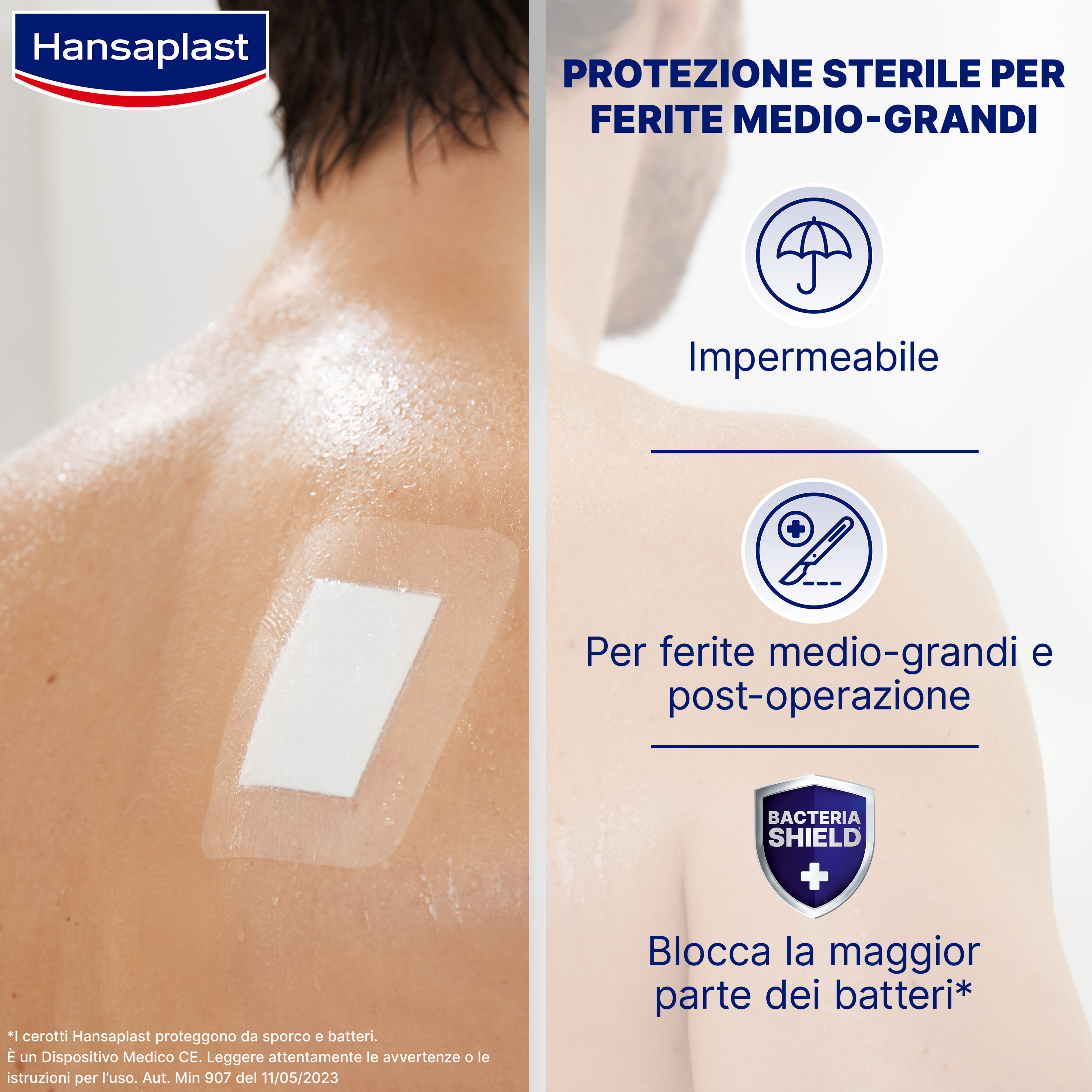 Hansaplast Cerotti Aqua Protect XXL, Cerotti impermeabili per grandi ferite, 5 pezzi da 8 x 10 cm