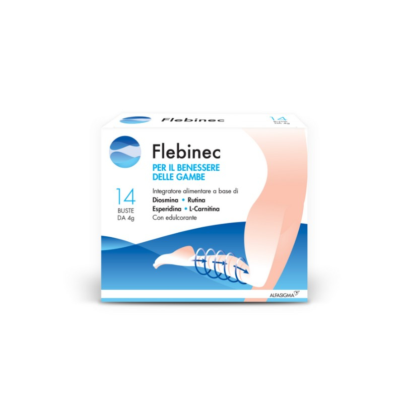 Flebinec - Integratore per tono venoso e drenaggio linfatico - 14 Bustine