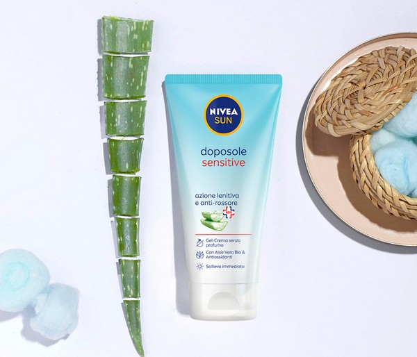 Nivea Sun Gel Crema Doposole Sensitive 175 ml, Dopo sole per pelli sensibili rinfrescante e lenitivo