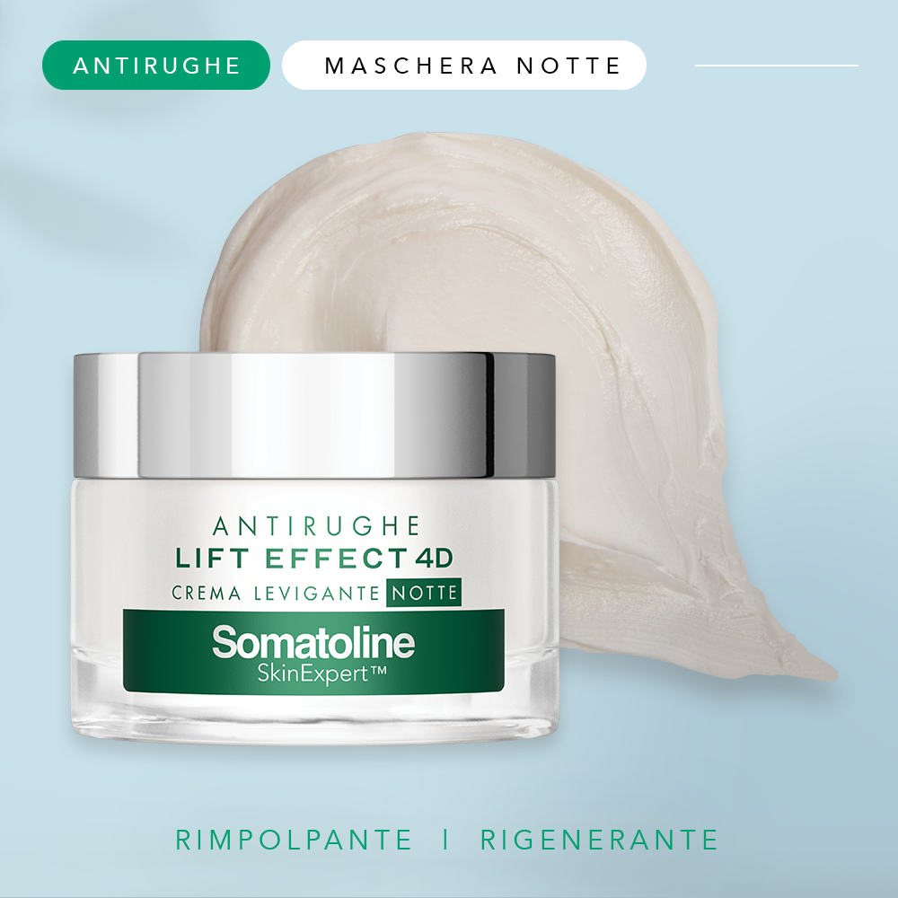 Somatoline SkinExpert, Lift Effect 4D Crema Levigante Notte, Trattamento Viso   Anti-età,  Acido Ialuronico   50ml