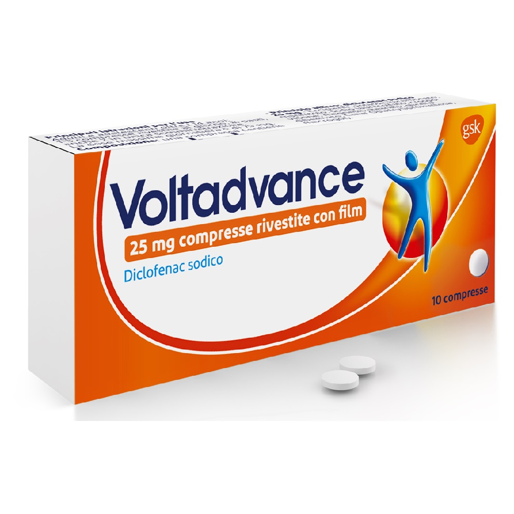 Voltadvance Antinfiammatorio 25mg Diclofenac Dolori Articolari Dolore Cervicale Mal di Schiena 10Cpr