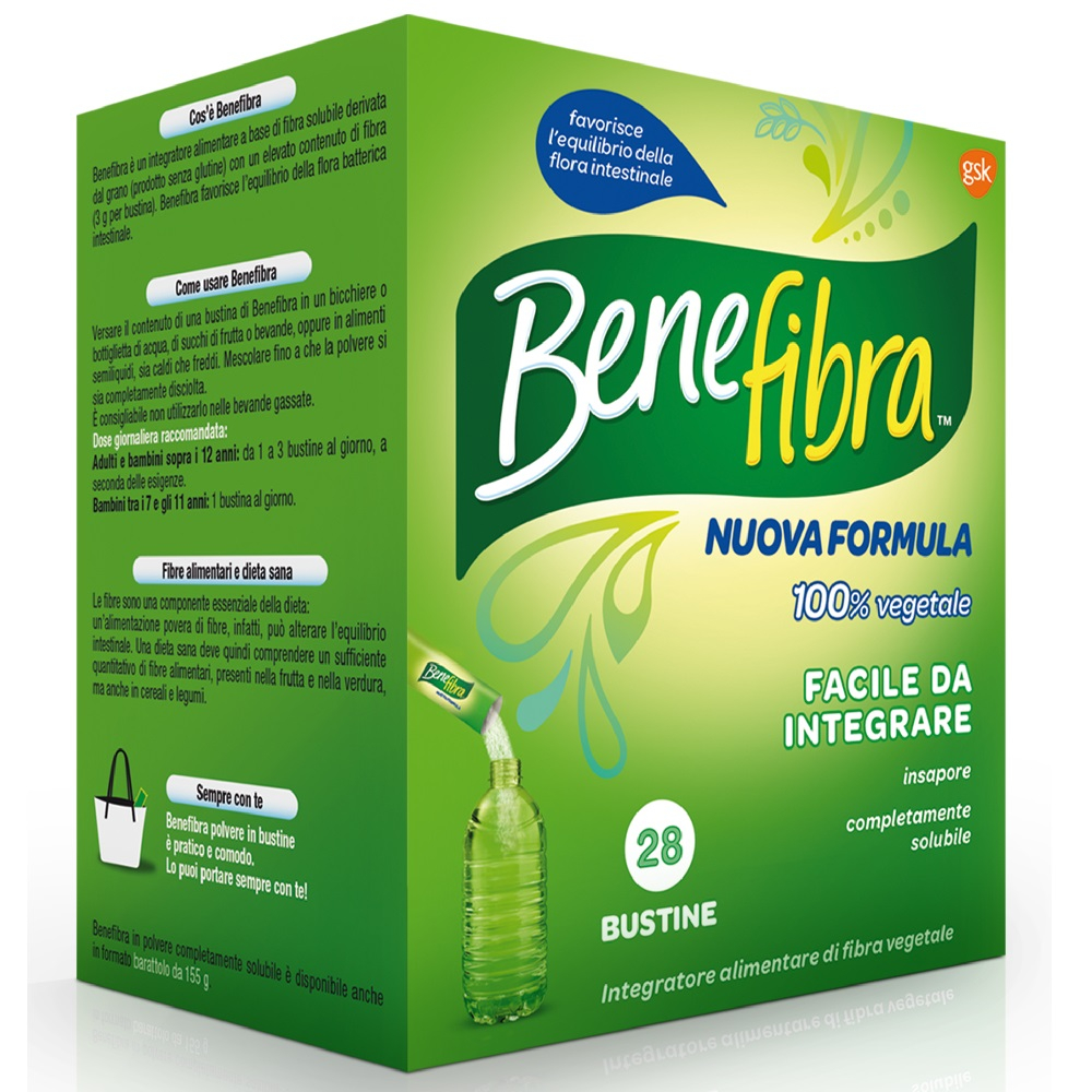 Benefibra Polvere Integratore Alimentare Fibre Vegetali Flora Intestinale Intestino Irritabile 28Bst