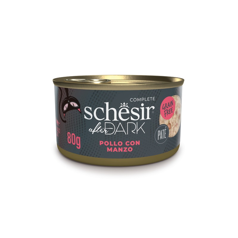 SCHESIR GATTO AFTER DARK GRAIN FREE PATE' POLLO MANZO 80GR (lattina)