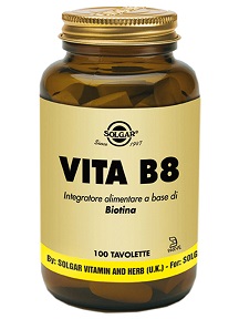Solgar Vita B8 Integratore di Biotina Per Unghie Pelle e Capelli 100 Tavolette