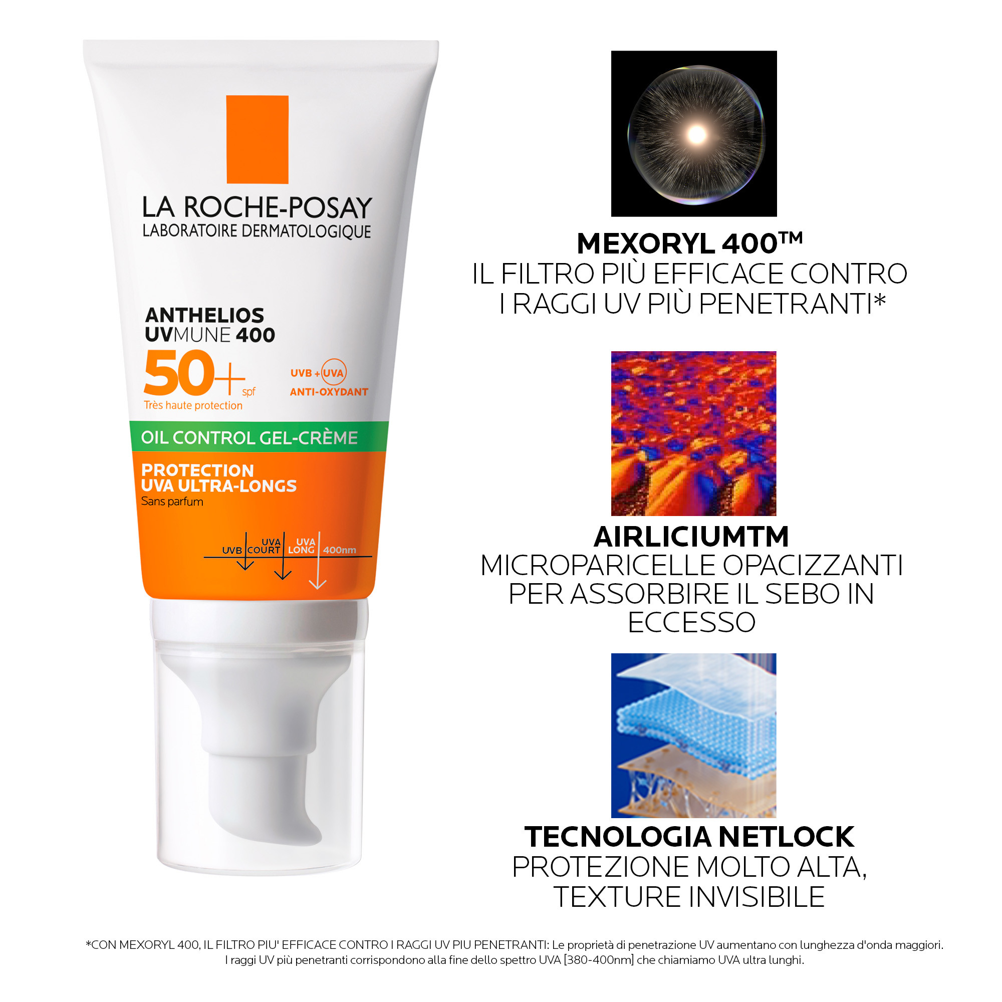 La Roche-Posay Anthelios UVMUNE 400 - Gel Crema Oil Control SPF50+ Senza Profumo 50 ml
