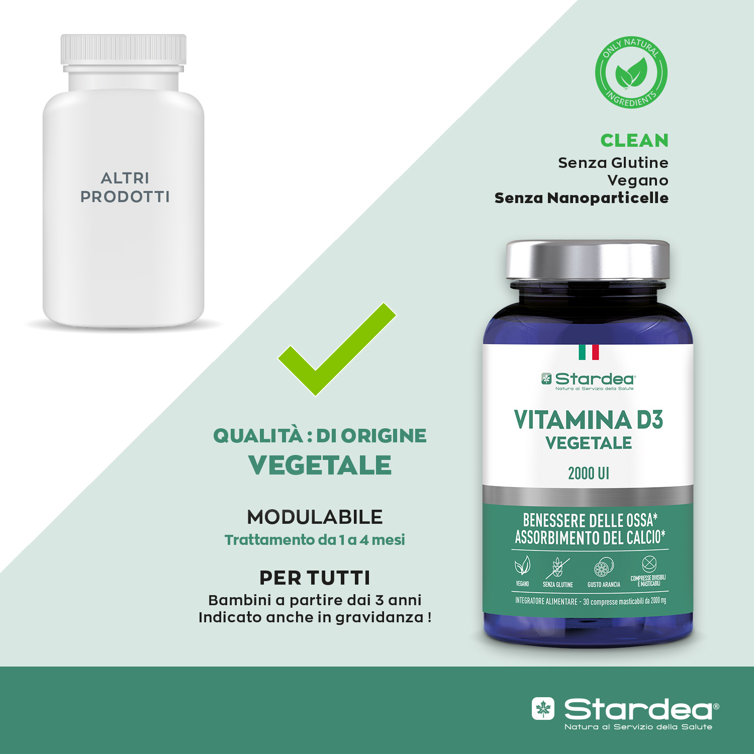 STARDEA VITAMINA D3 VEGETALE 2000 UI Compresse masticabili - INTEGRATORE ALIMENTARE 