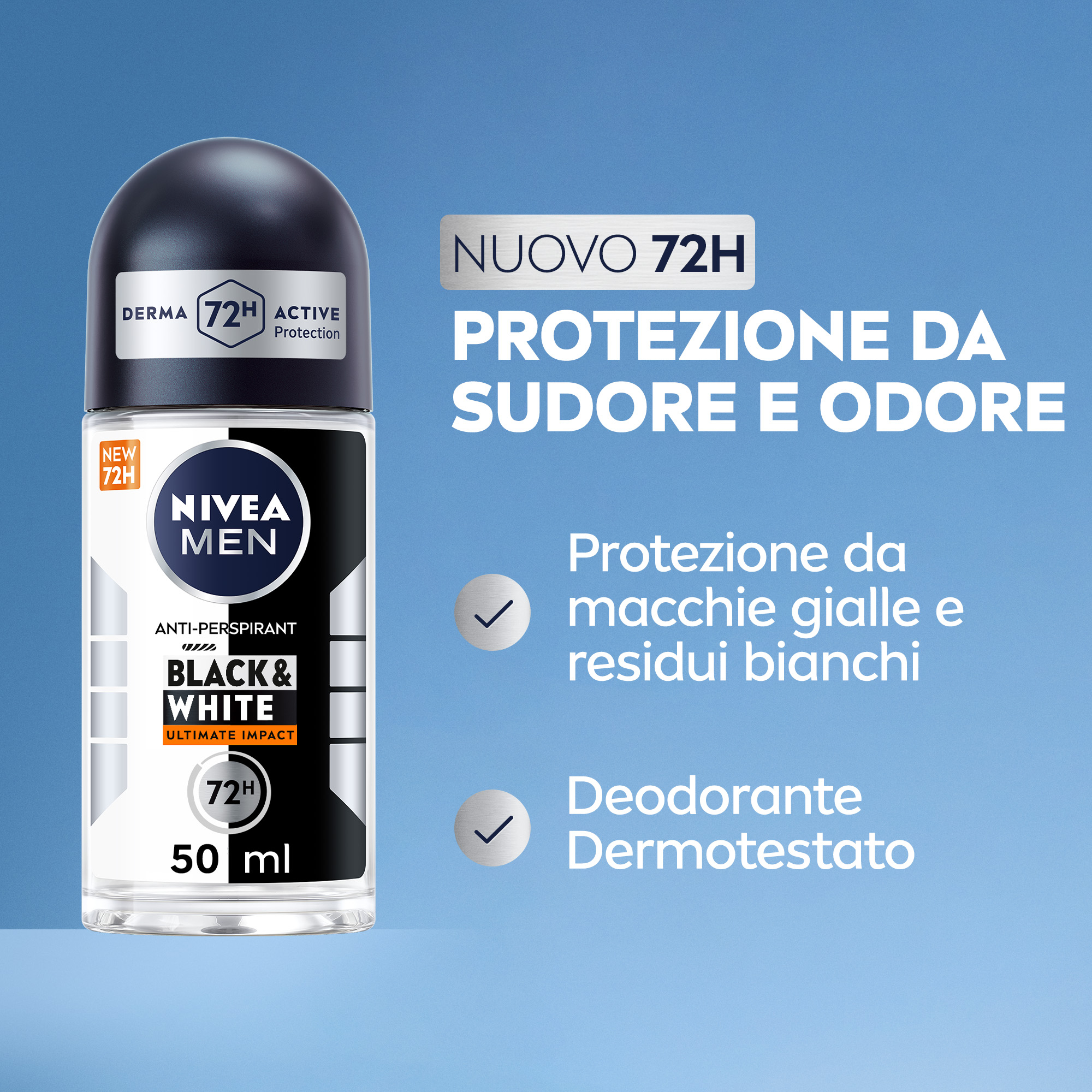 Nivea Men Black&White Invisible Ultimate Impact Roll-on 12x50ml, Deodorante roll on antitraspirante