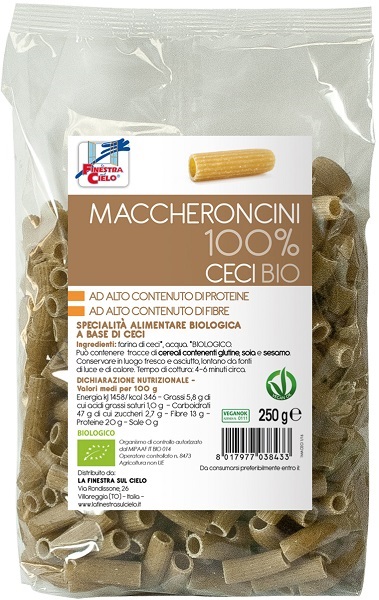 La Finestra sul Cielo Maccheroncini 100% Ceci Bio Pasta Biologica