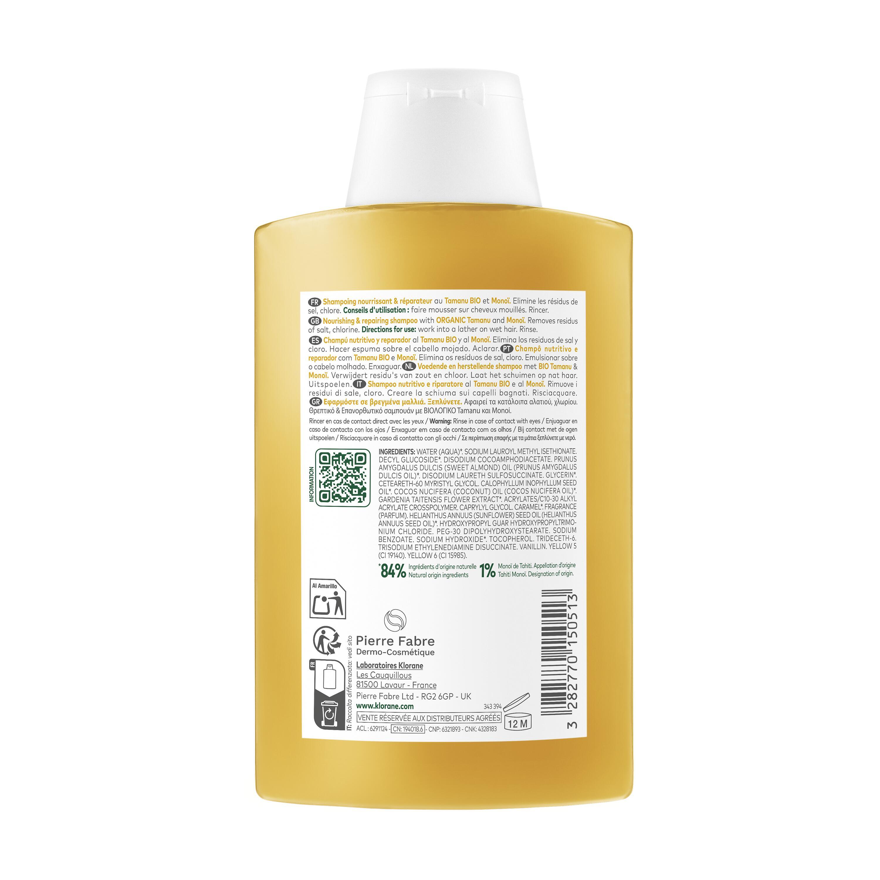 Klorane - Shampoo Doposole Nutritivo Al Tamanu Bio E Monoï 200 ml
