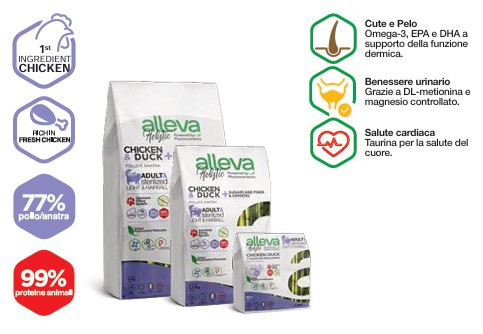 ALLEVA HOLISTIC CAT ADULT CHICKEN & DUCK + SUGARCANE FIBER & GINSENG NEUTERED KG 10 - P02288H