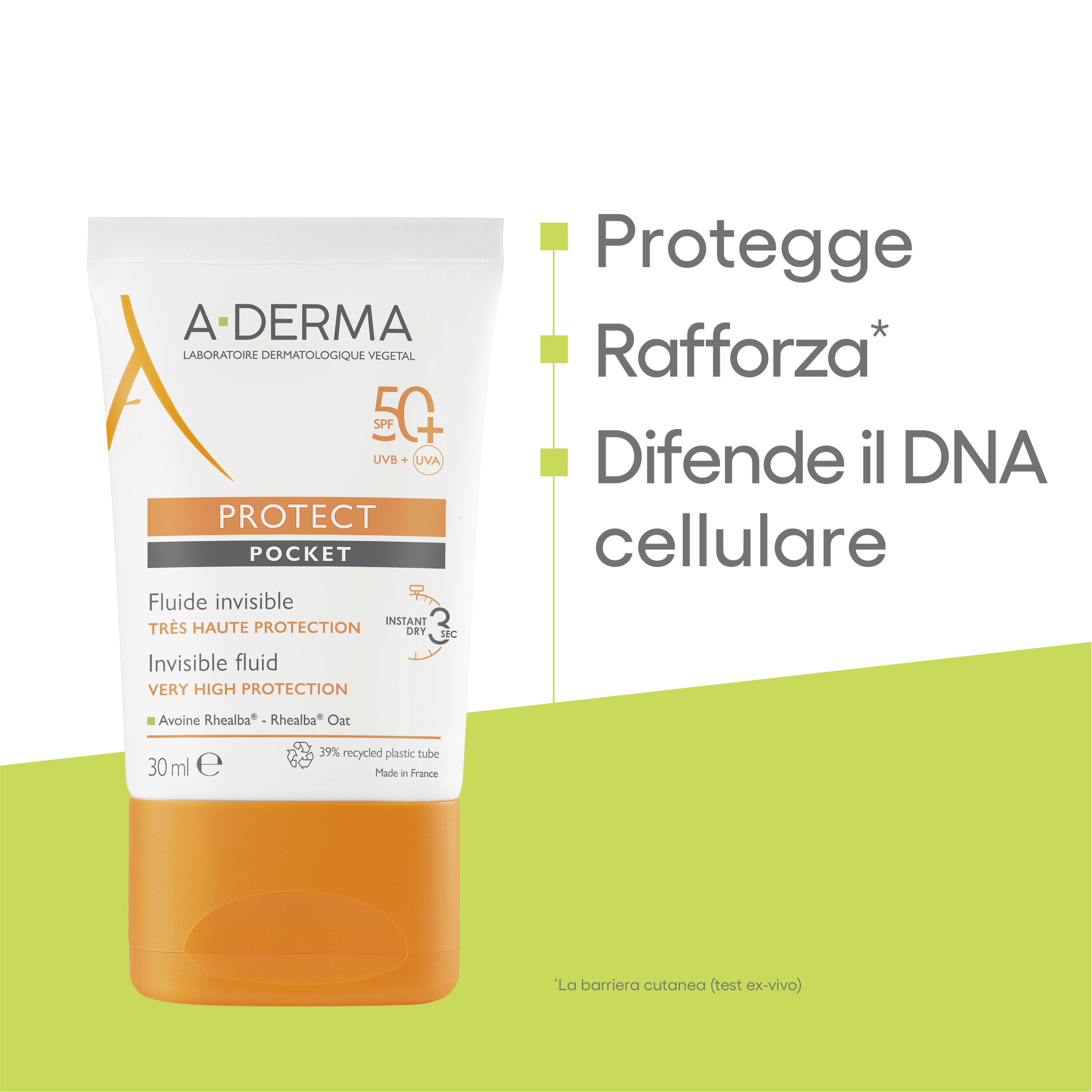 A-DERMA Protect Pocket Fluido Solare Invisibile SPF 50+ 30mL 