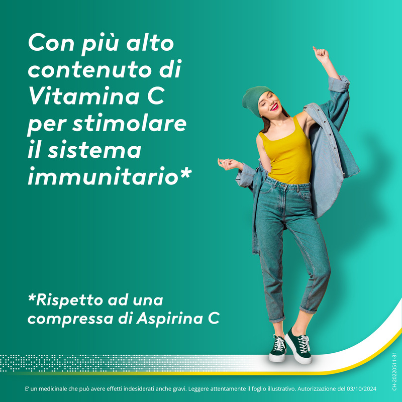 Aspirina ACT C antinfiammatorio e antidolorifico per Febbre e Sintomi Influenzali con Vitamina C 10 Compresse Effervescenti 