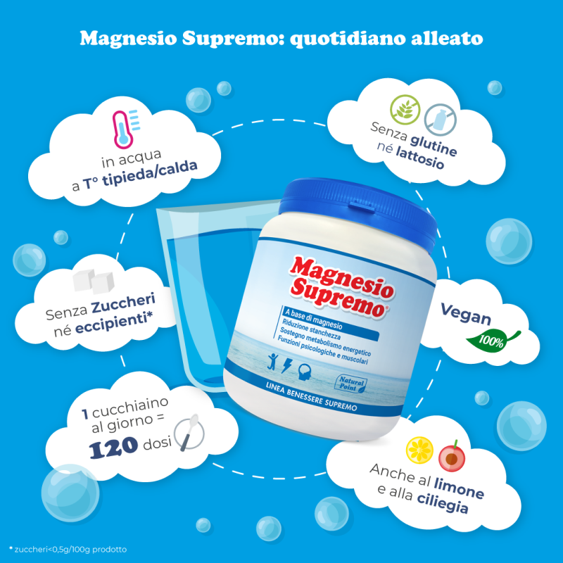 Magnesio Supremo Natural Point - Integratore per stanchezza e stress - 300 g