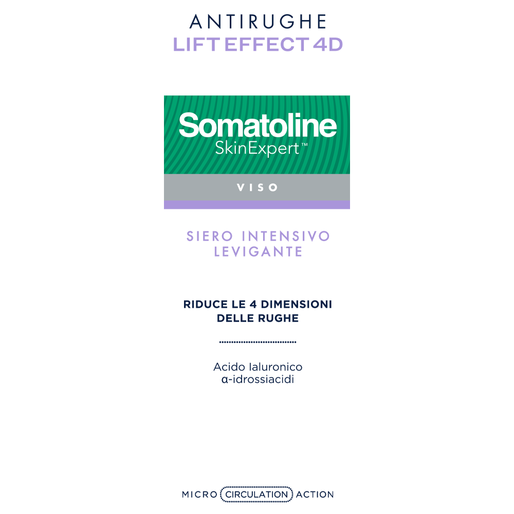 Somatoline SkinExpert, Lift Effect 4D Siero Intensivo Viso Filler Antirughe, Siero Viso   Anti-età,  Acido Ialuronico   30ml