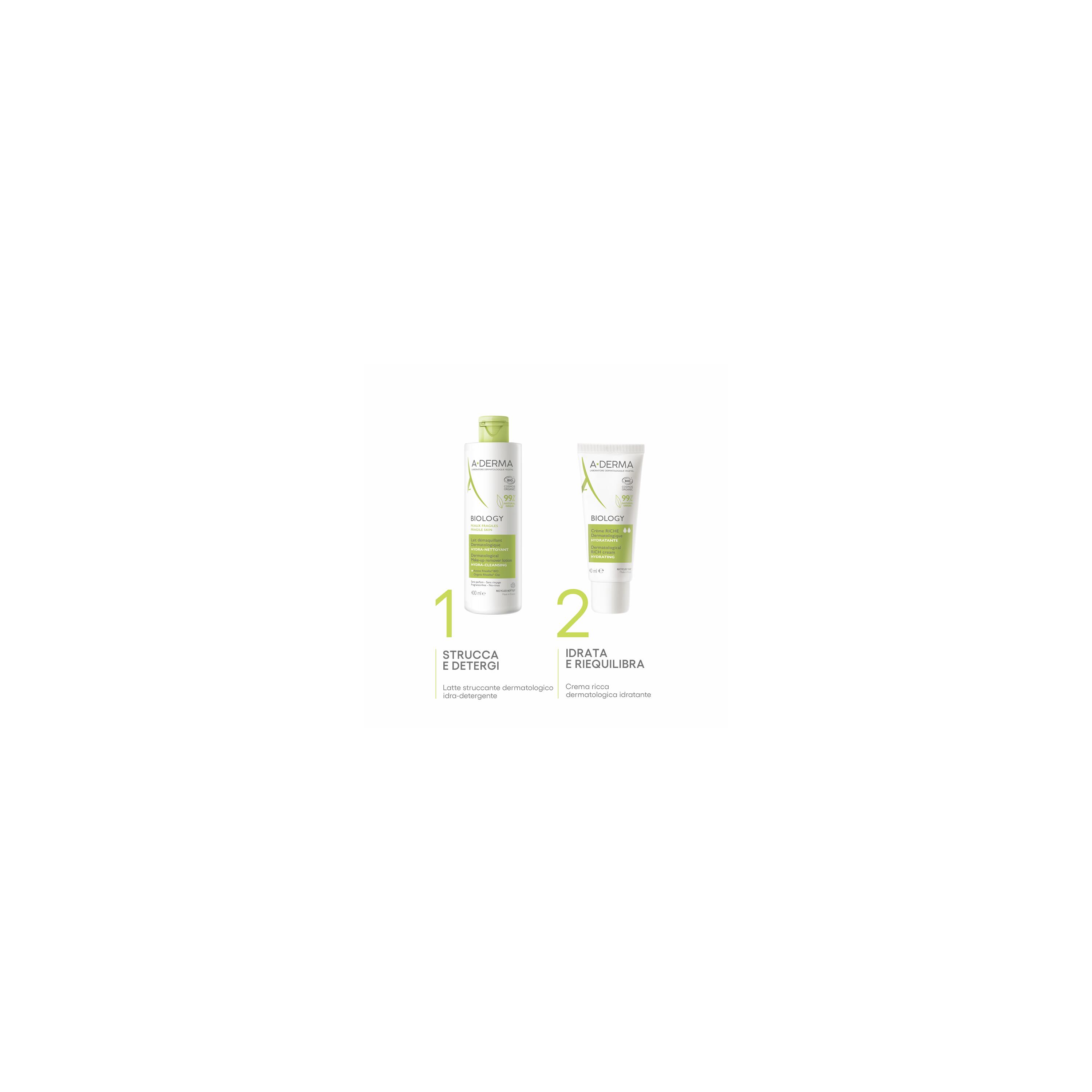 A-Derma - Biology Latte Struccante Dermatologico Idra-Detergente 400 ml 
