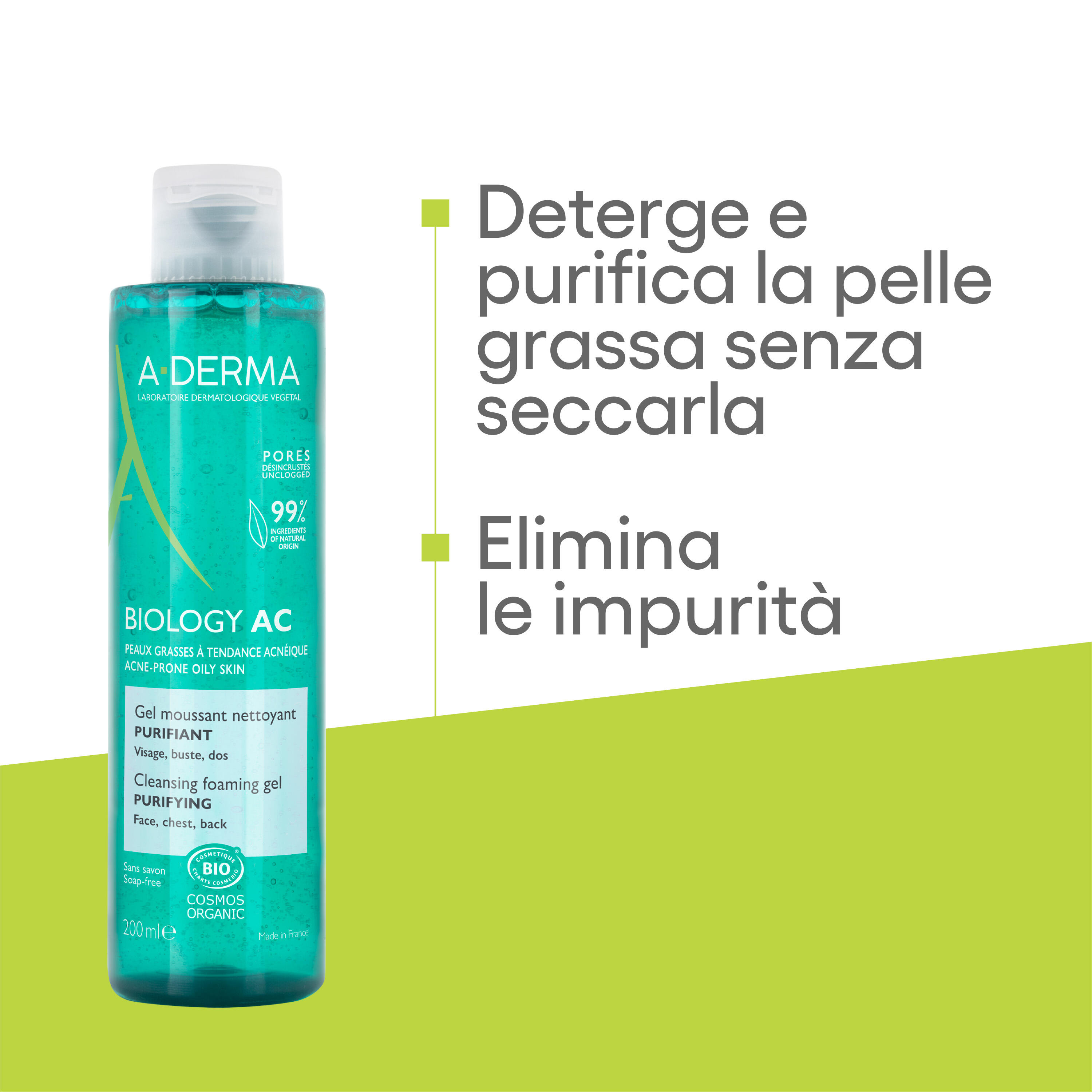A-Derma - Biology AC Gel Detergente Per Pelle Grassa A Tendenza Acneica 200 ml