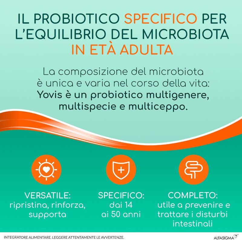 Yovis Flaconcini, Probiotici per il Benessere Intestinale, 25 Miliardi di Fermenti Lattici Vivi, Senza Glutine e Lattosio, 10 Flaconcini da 10ml
