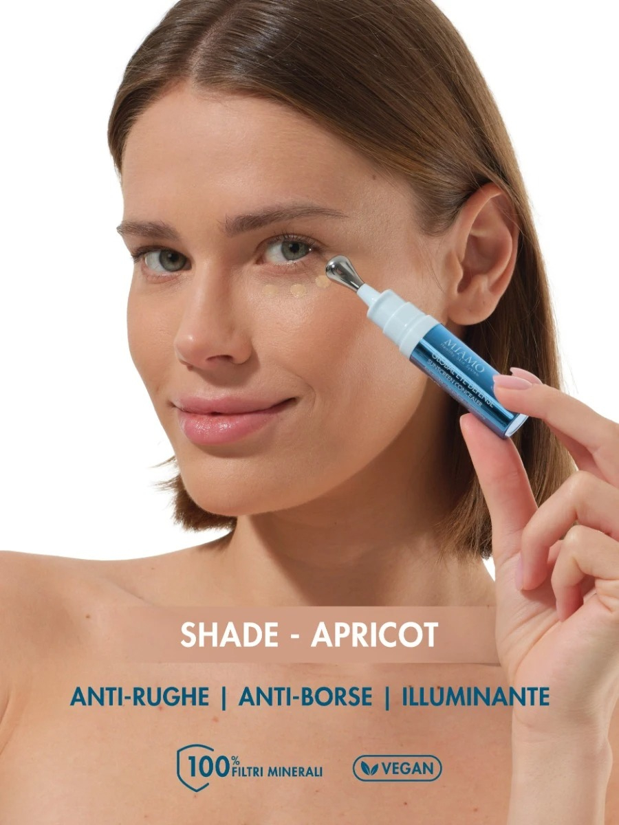 Miamo Global Eye Defence Sunscreen Concealer Correttore Contorno Occhi Anti-Rughe Anti-Borse Illuminante SPF 30 Colore APRICOAT, 7.5ml