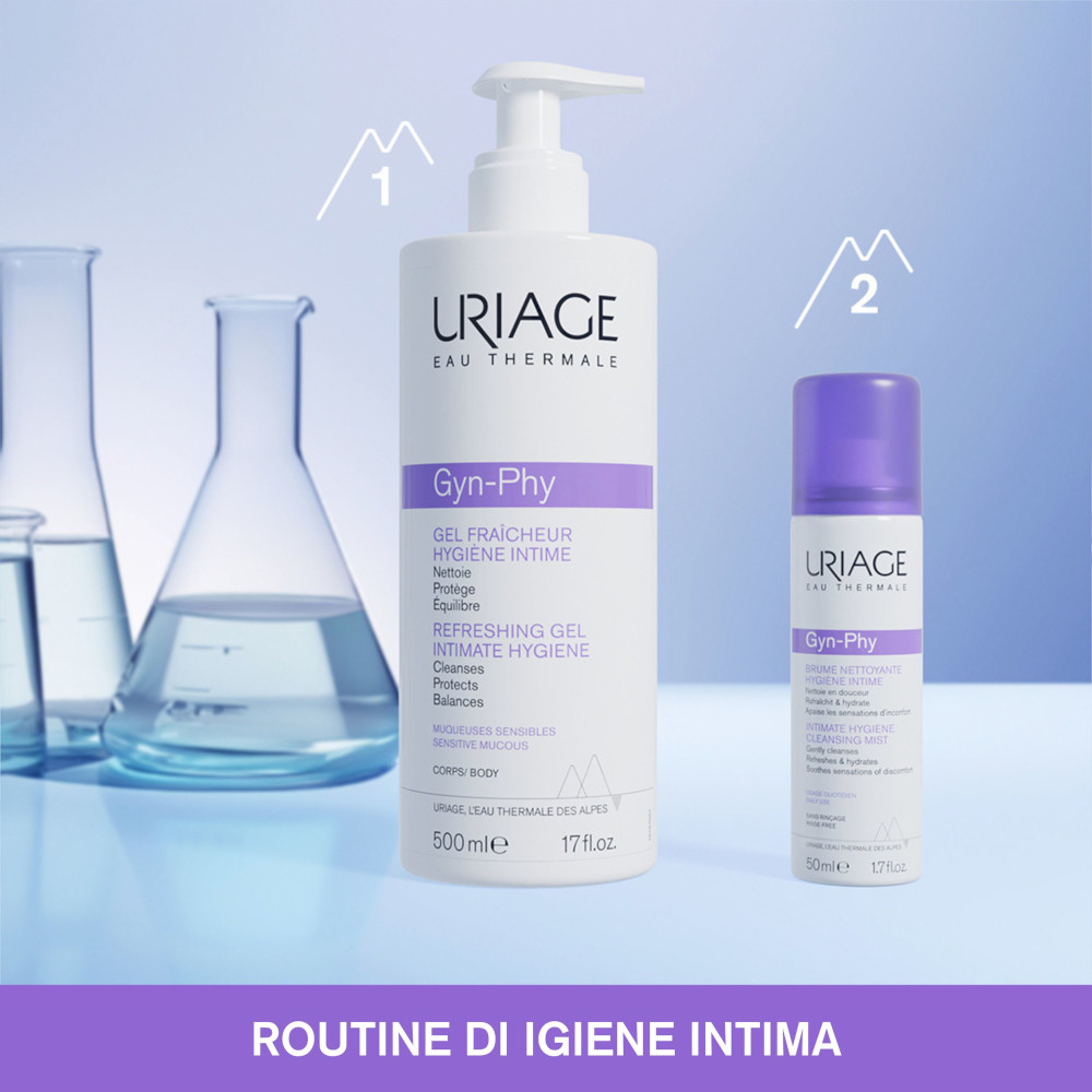 URIAGE GYN-PHY Gel detergente intimo rinfrescante per l'igiene quotidiana delle zone intime - 500 ml