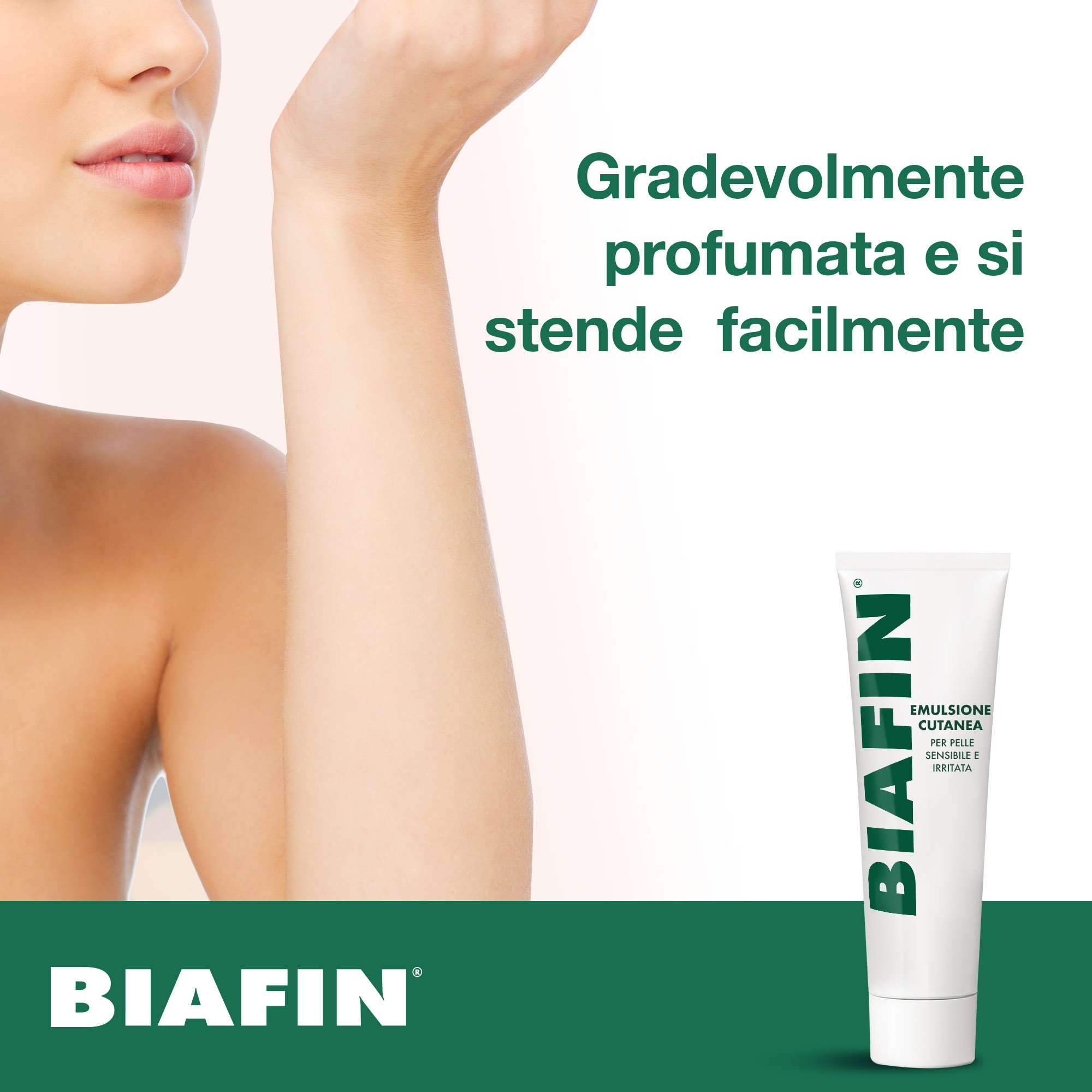 Biafin Emulsione Cutanea Idratante Lenitiva 100 ml, Crema scottature e pelle sensibile e irritata