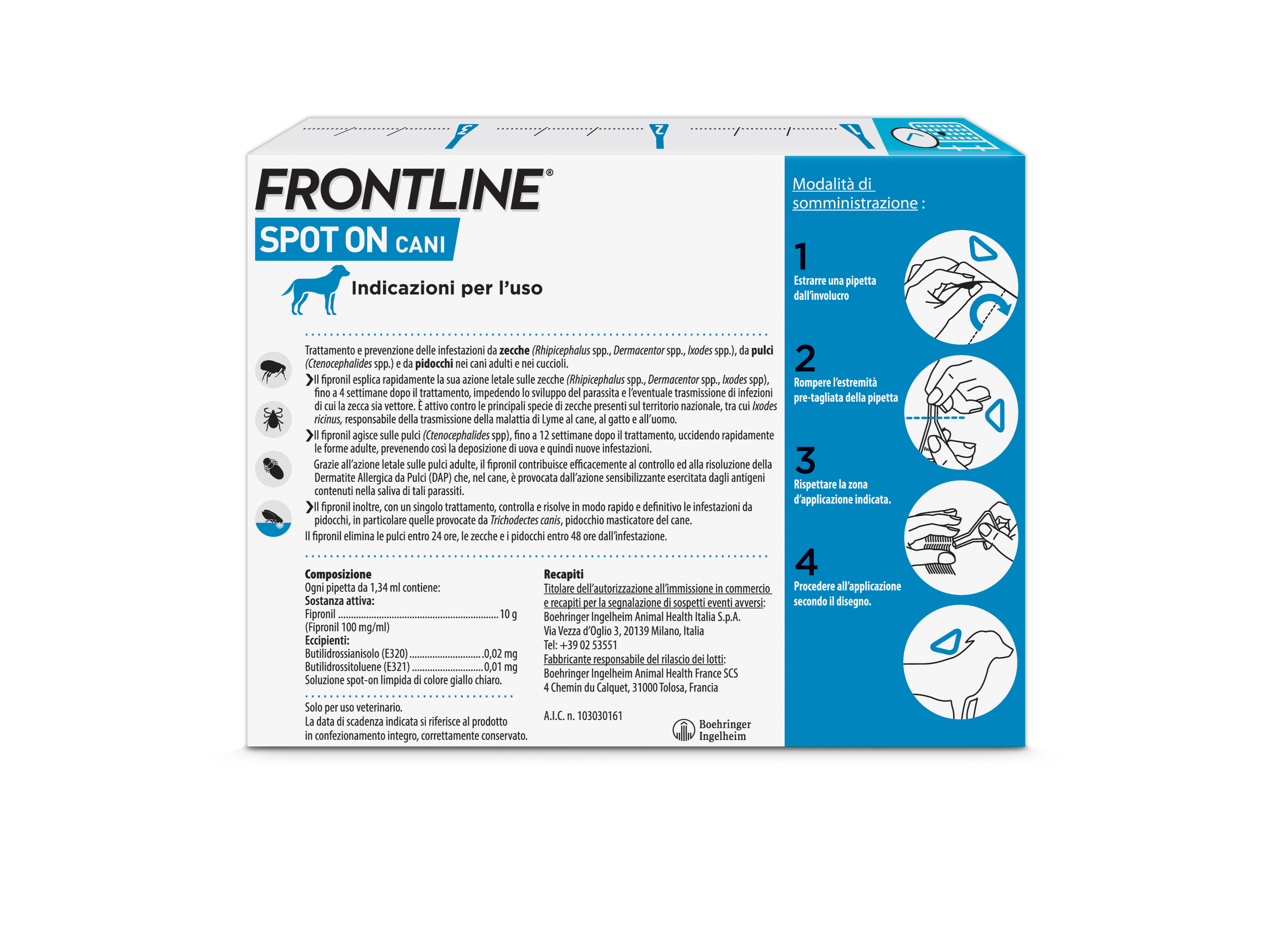 Frontline Spot On Cani x3 Pipette, Antiparassitario per Cani e Cuccioli (10-20Kg), Contro Pulci, Zecche E Pidocchi 