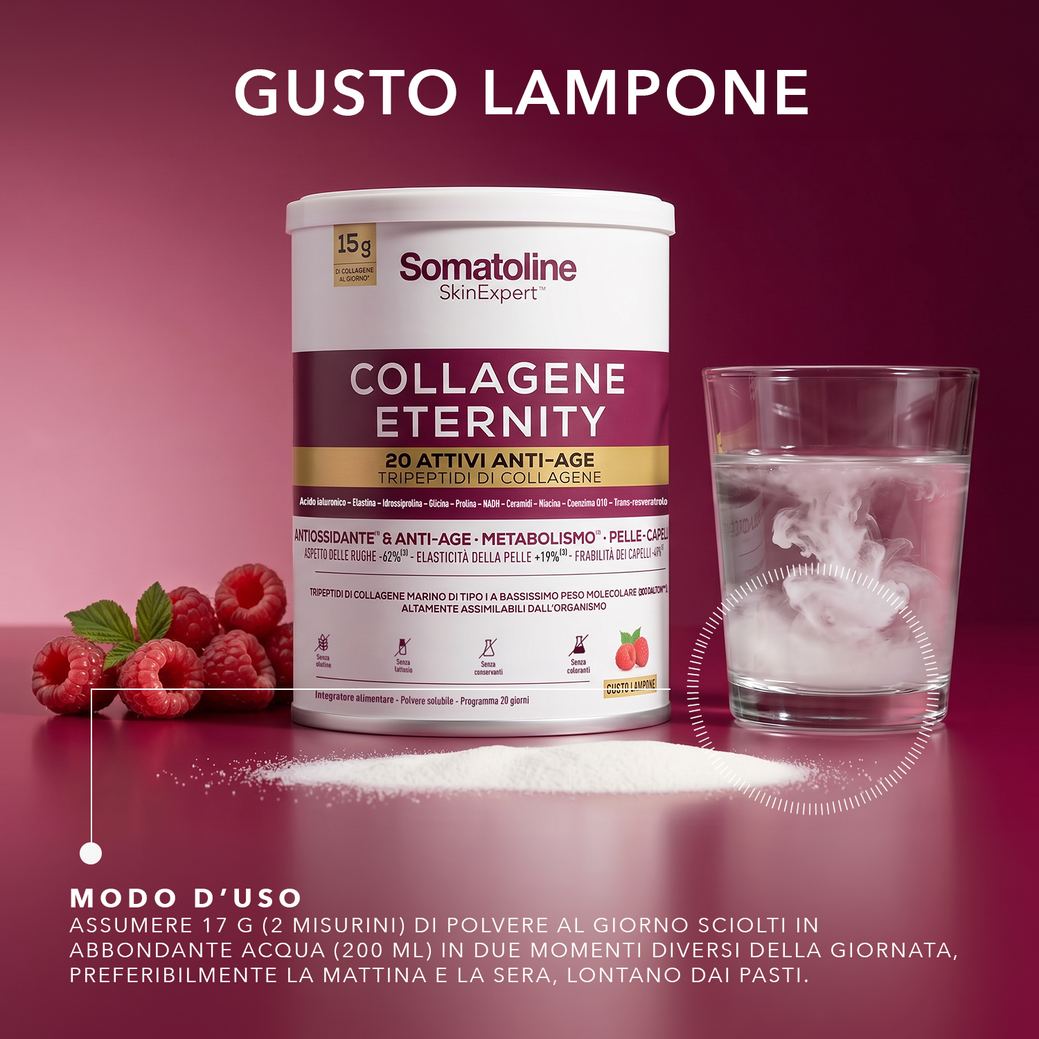 Somatoline SkinExpert Collagene Eternity 309 g Gusto Lampone - Integratore Antiossidante