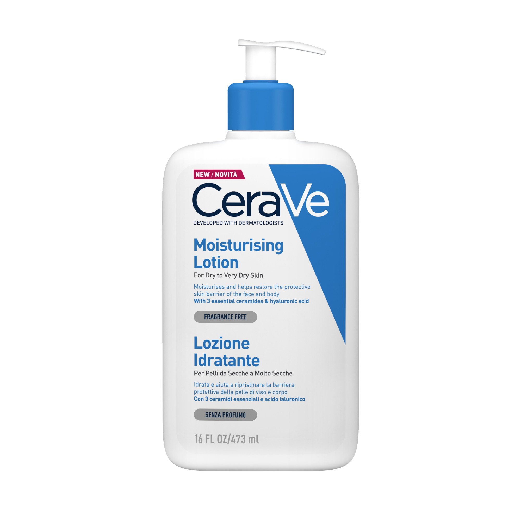 CeraVe Lozione Idratante viso e corpo - da pelli secche a molto secche, 473 ml