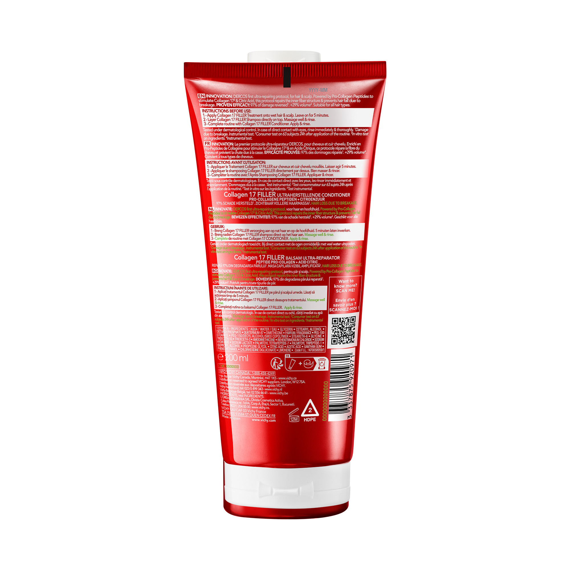 Vichy Dercos Collagen Filler 17 - Balsamo Ultra-Riparatore 200 ml