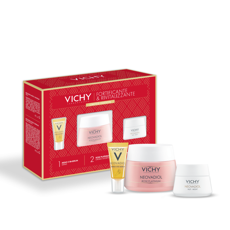 Vichy Cofanetto Regalo Natale Neovadiol Meno 5 Bi-Serum 5 ml + Neovadiol Rose Platinium Crema Giorno 50 ml + Neovadiol Rose Platinium Crema Notte 15 ml