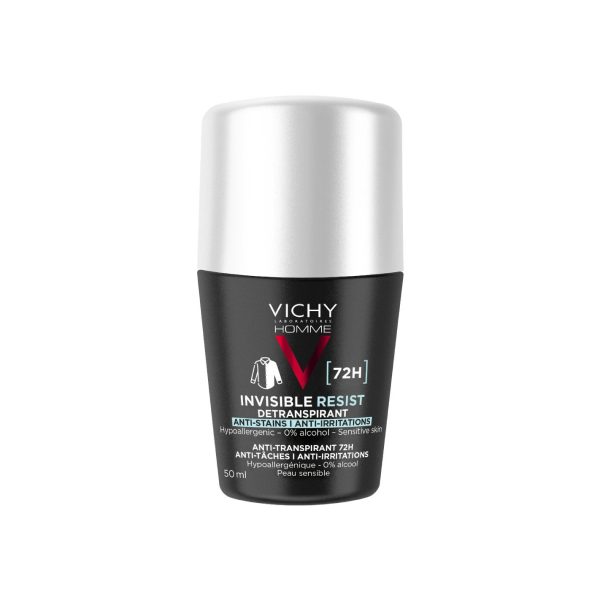 Vichy DeodoranteInvisibile - Roll-on anti-macchie, per uomo 50 ml efficace per 72 ore