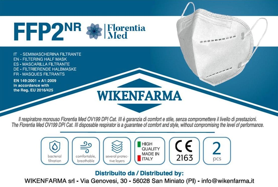 2 Mascherine Protettive FFP2 Made in Italy - WIKENFARMA FLORENTIA MED MASCHERINA ffp2 100% Italiana confezione da 2