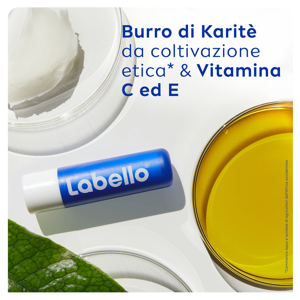 Labello Classic Care Balsamo Labbra 4.8 g, Burrocacao labbra classico fondente sulle labbra