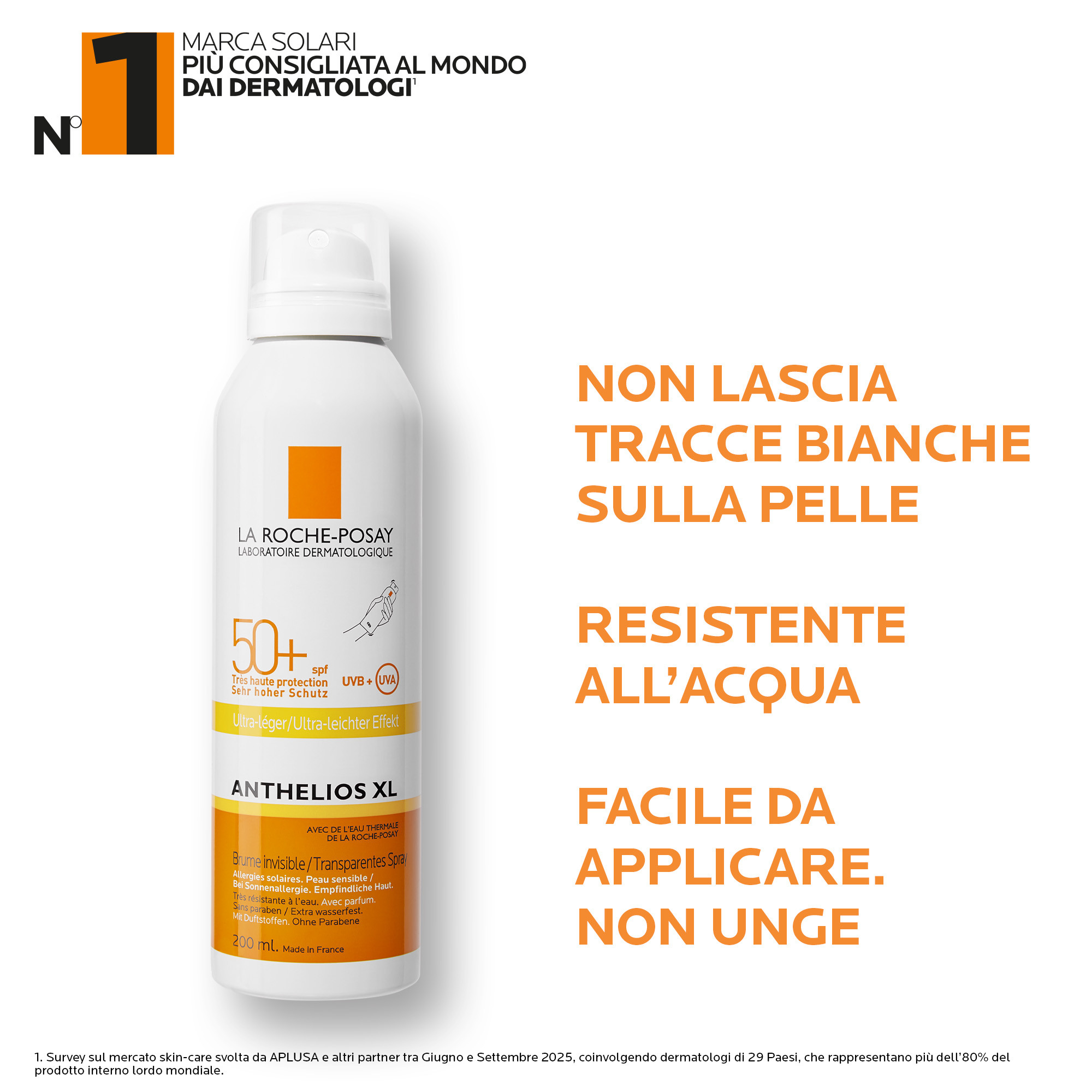 La Roche-Posay Anthelios XL - Spray Solare Invisibile Ultra Leggero SPF50+ Corpo 200 ml