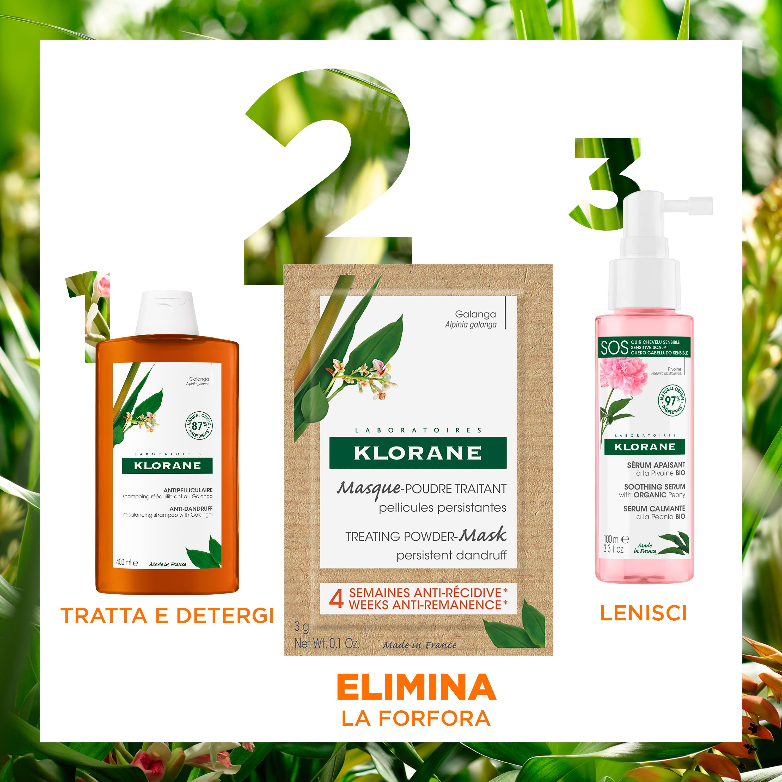 Klorane - Maschera Antiforfora In Polvere Alla Galanga Per Forfora Persistente 8 Bustine