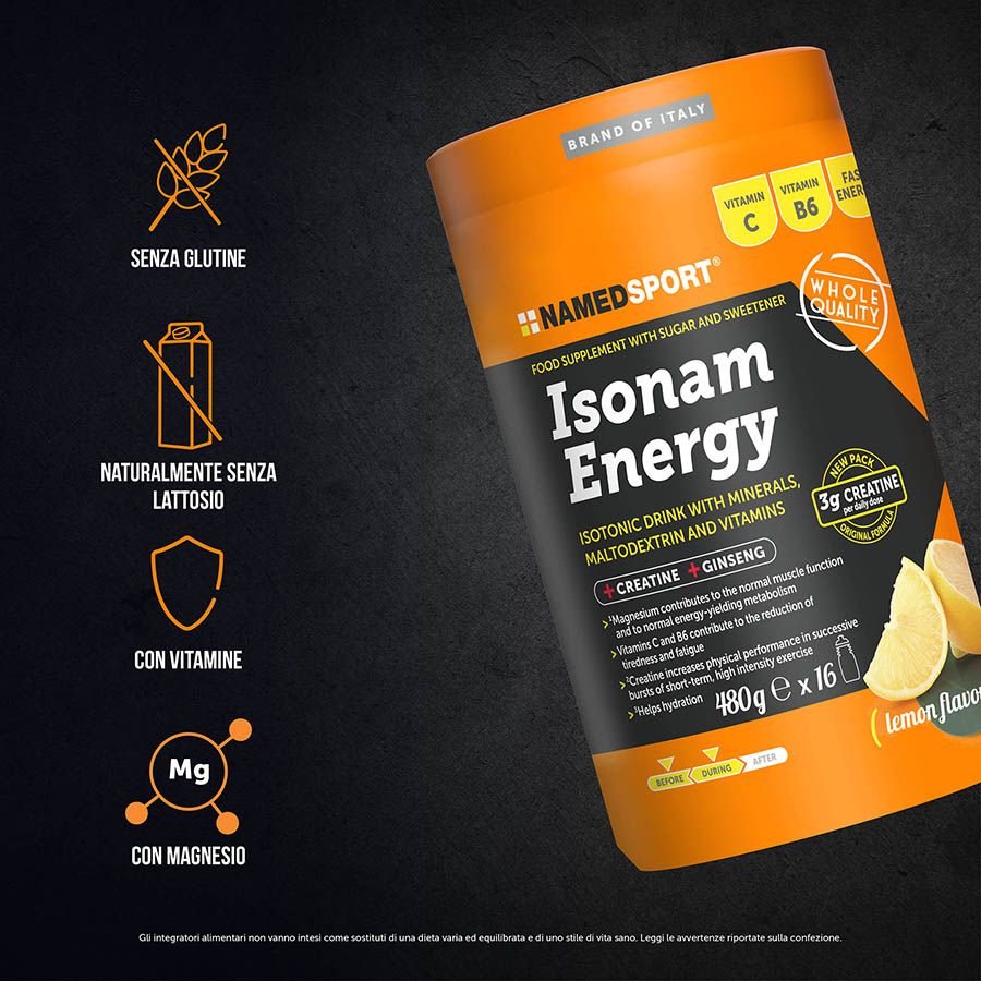Named Sport Isonam Energy - Integratore Energizzante Gusto Lemon 480 g