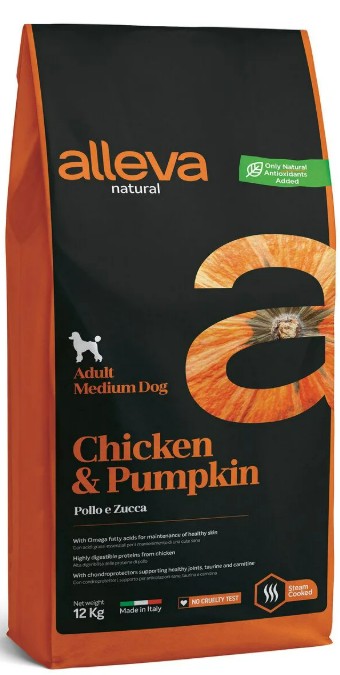ALLEVA NATURAL DOG ADULT CHICKEN AND PUMPKIN MEDIUM KG 12 - P00215