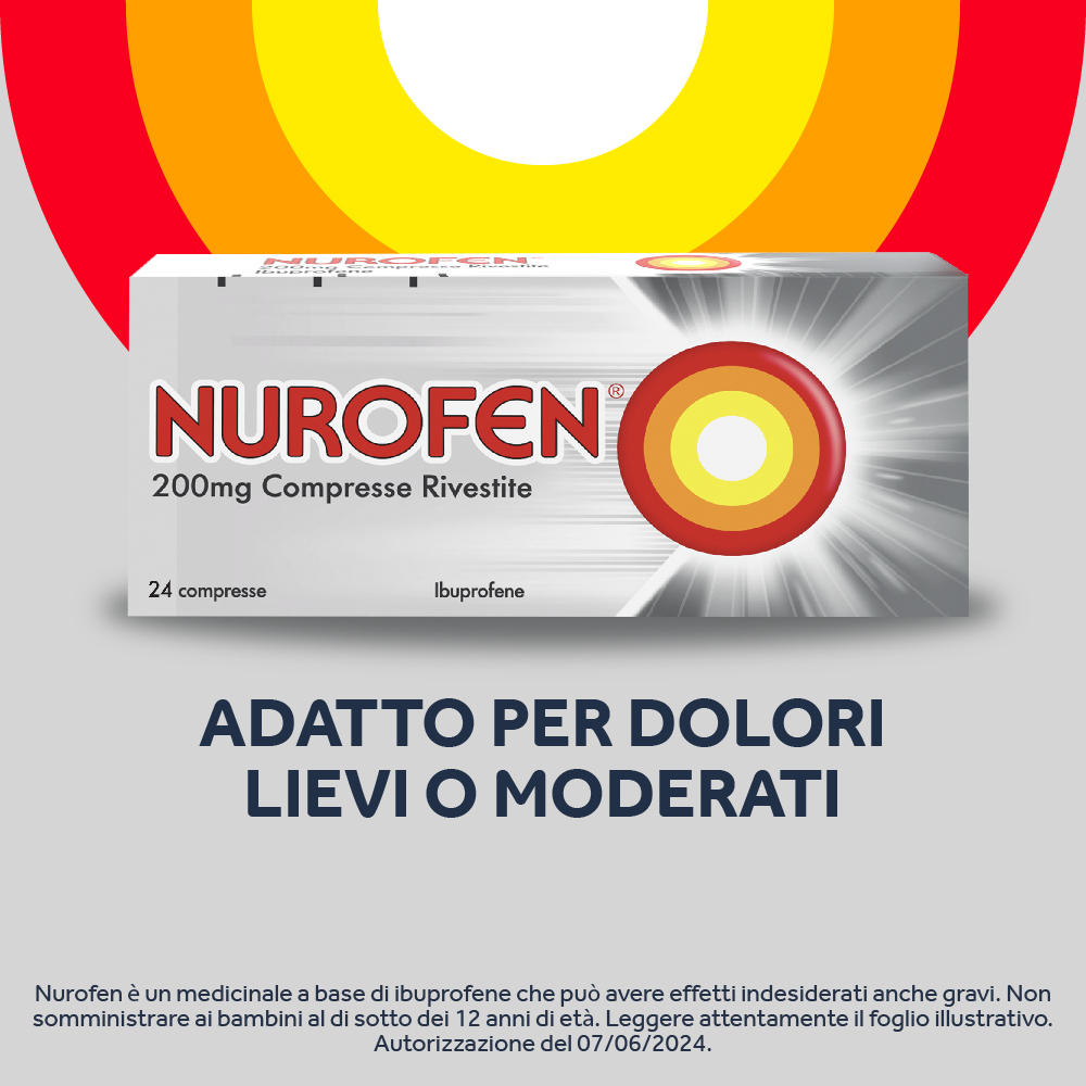 NUROFEN 200MG 24 CPR antinfiammatorio e antidolorifico contro febbre, mal di testa, mal di denti e dolori muscolari 